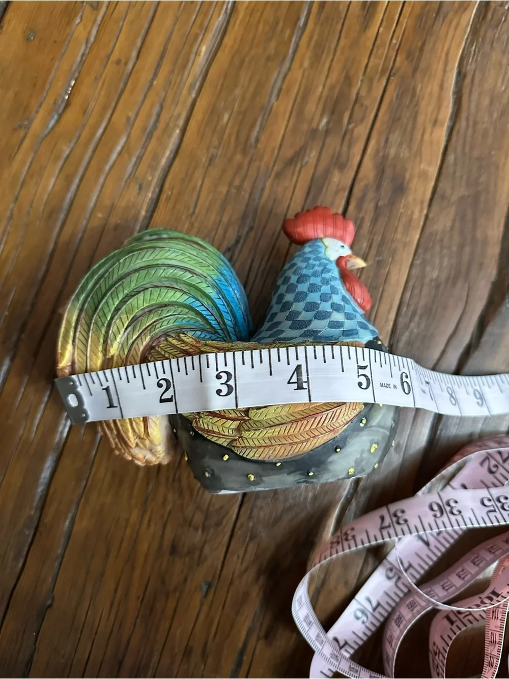 Rooster Folk Art Figurine in Hard Plastic Polyresin
